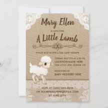 Inbjudan till Rustic Burlap Little Lamb Baby Showe
