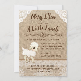 Inbjudan till Rustic Burlap Little Lamb Baby Showe