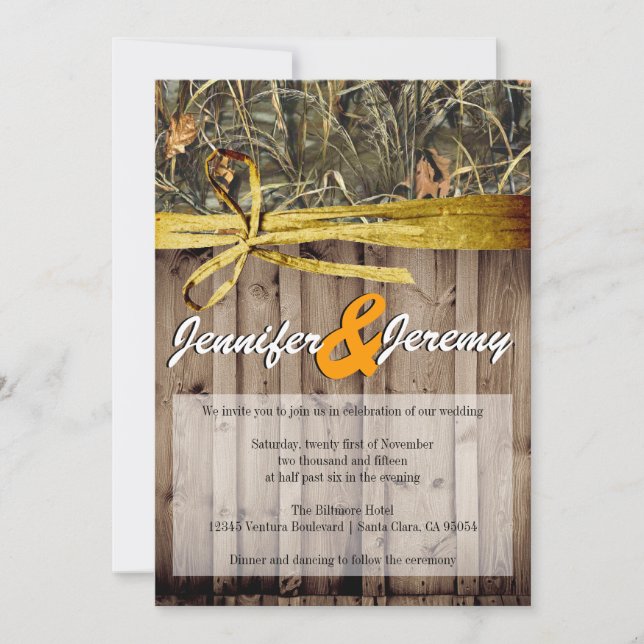 Inbjudan till Rustic Camo och Twine Wedding (Framsida)