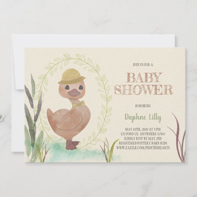 Inbjudan till Rustic Duckling Boy Baby Shower (Framsida)