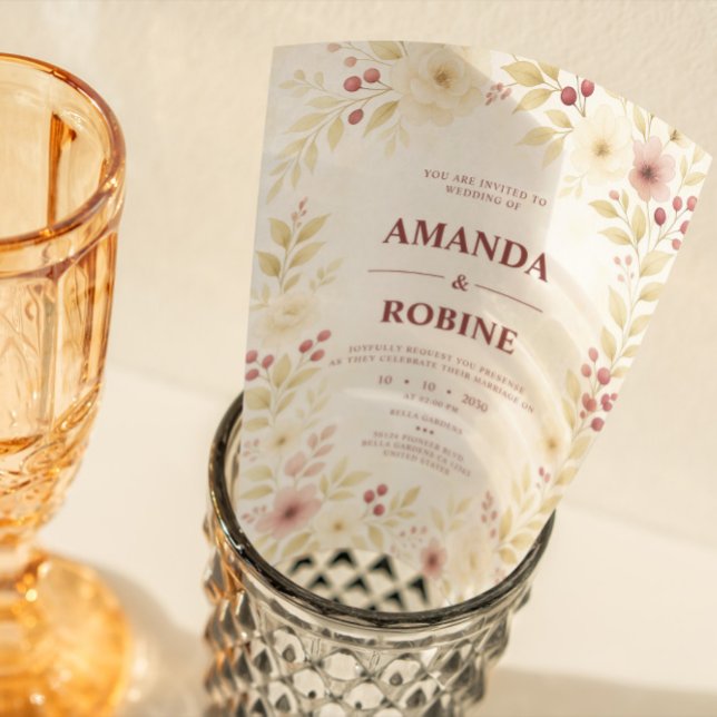 Inbjudan till Rustic Elegant Watercolor Blommigt B (Skapare uppladdad)