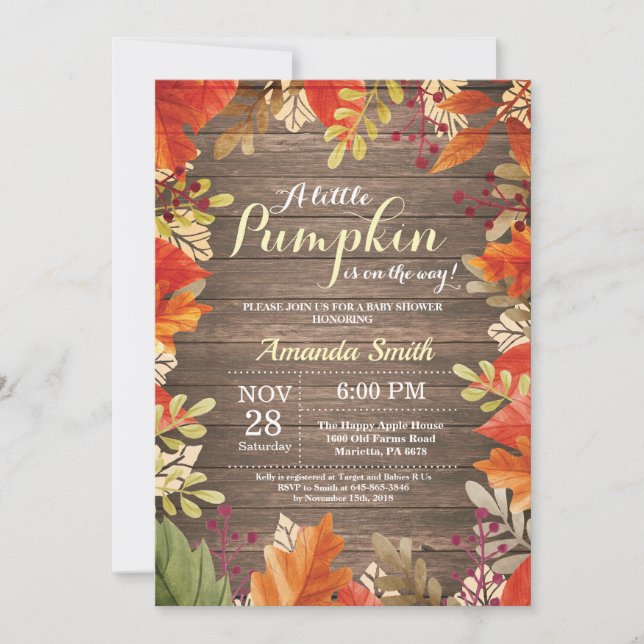 Inbjudan till Rustic Fall Baby Shower (Framsida)
