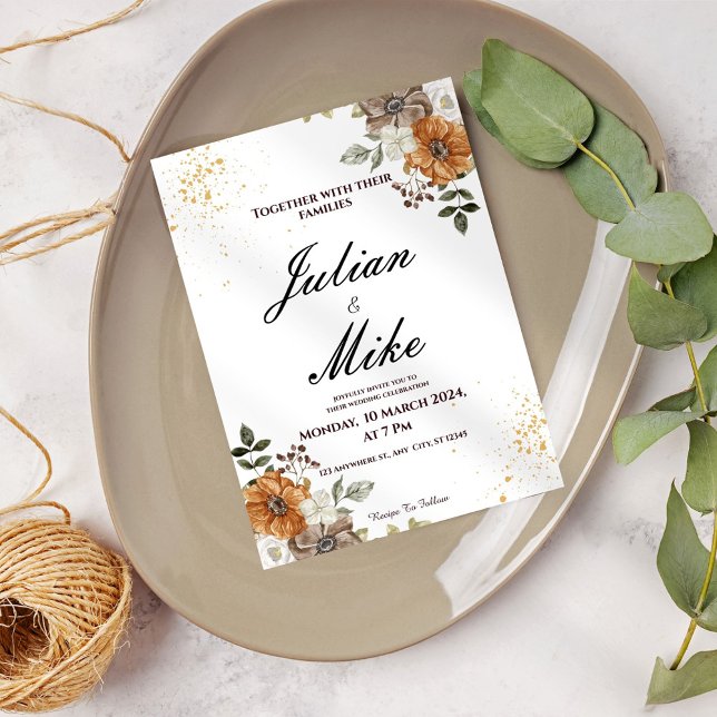 Inbjudan till Rustic Fall Blommigt Bröllop (Skapare uppladdad)