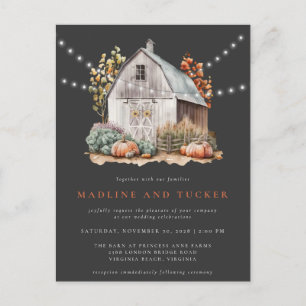 Inbjudan till Rustic Fall Wedding Barn String Ljus