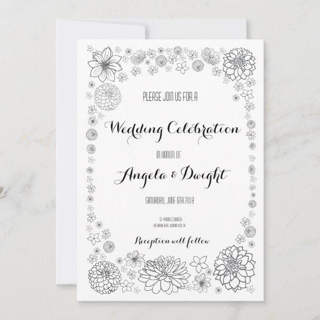 Inbjudan till Rustic Flower Wedding (Framsida)