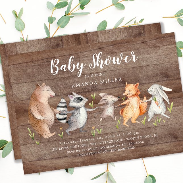 Inbjudan till Rustic Forest Friends Baby Shower (Skapare uppladdad)
