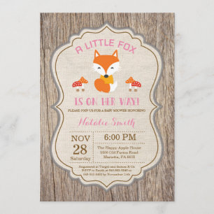 Inbjudan till Rustic Fox Baby Shower Girl