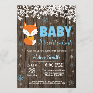 Inbjudan till Rustic Fox Winter Boy Baby Shower