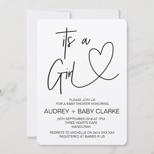 Inbjudan till Rustic Girl Baby Shower (Framsida)