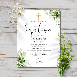 Inbjudan till Rustic Greenery Chic Monogram Baptis