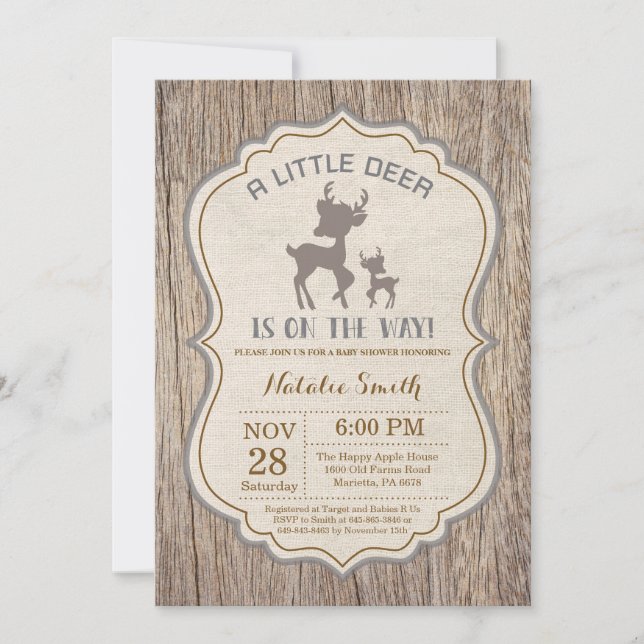 Inbjudan till Rustic Hjort Baby Shower (Framsida)