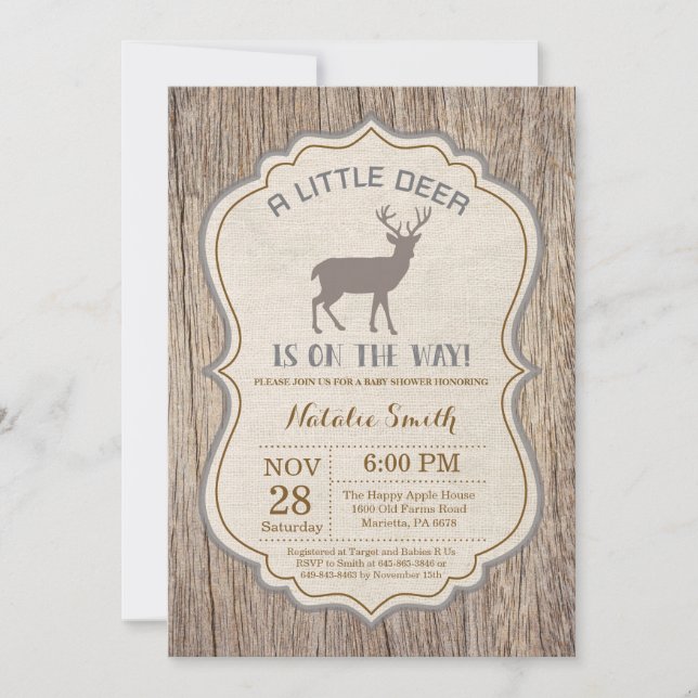 Inbjudan till Rustic Hjort Baby Shower (Framsida)