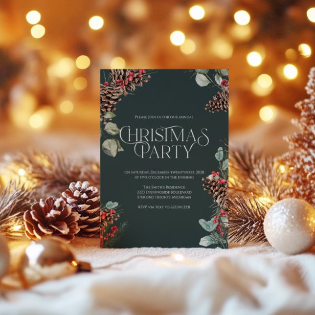 Inbjudan till rustic julfest med svart tema (Skapare uppladdad)