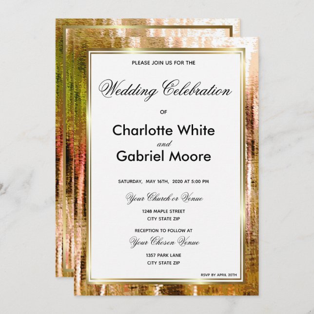 Inbjudan till Rustic Land Elegant bröllop (Fram/baksida)