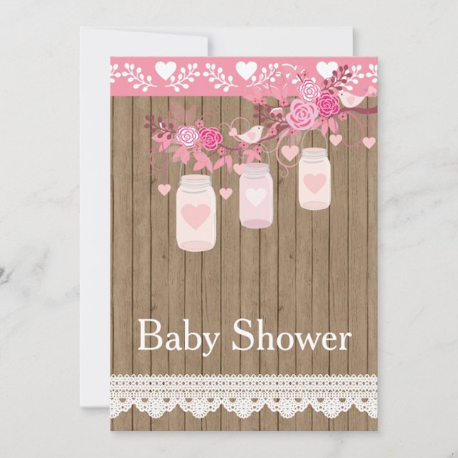 Inbjudan till Rustic Land Wood Baby Shower (Framsida)