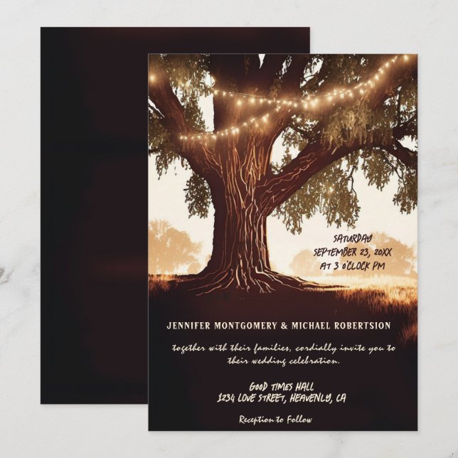 Inbjudan till Rustic-Landsbyggsbröllop (Fram/baksida)