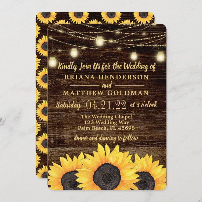 Inbjudan till Rustic Landsbyggsbröllop Mason Burk  (Fram/baksida)