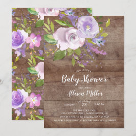 Inbjudan till Rustic Lavender Blommigt Baby Shower