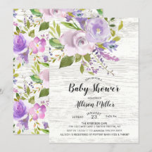 Inbjudan till Rustic Lavender Blommigt Baby Shower