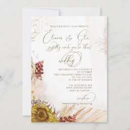 Inbjudan till Rustic Light Bohemian Solrosbröllop