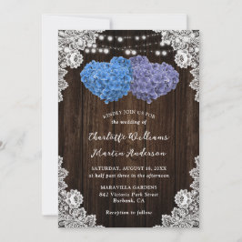 Inbjudan till Rustic Lila och Blue Blommigt Weddin
