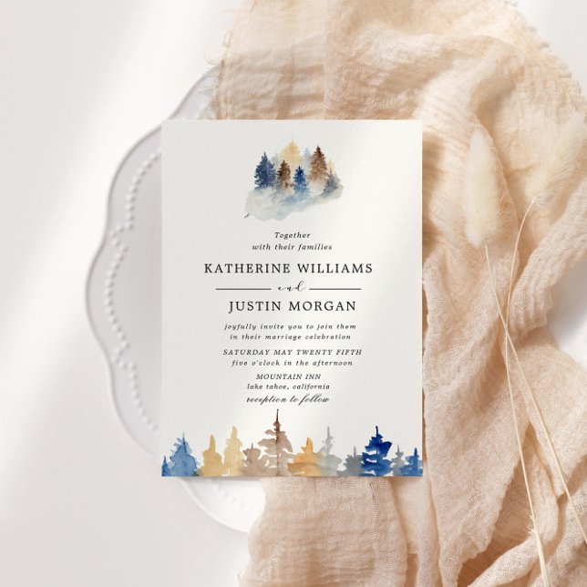 Inbjudan till Rustic Mountain Wedding i vattenfärg (Skapare uppladdad)