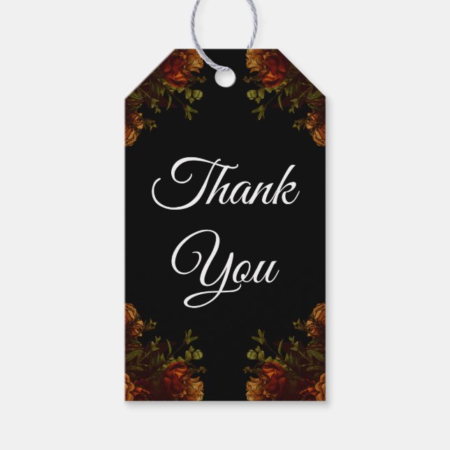 Inbjudan till Rustic Orange Black Elegant bröllop Presentetikett (Framsidan)