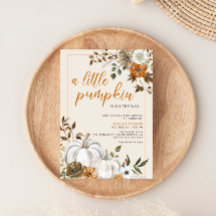 Inbjudan till Rustic Pumpkin Baby Shower-Blommigt