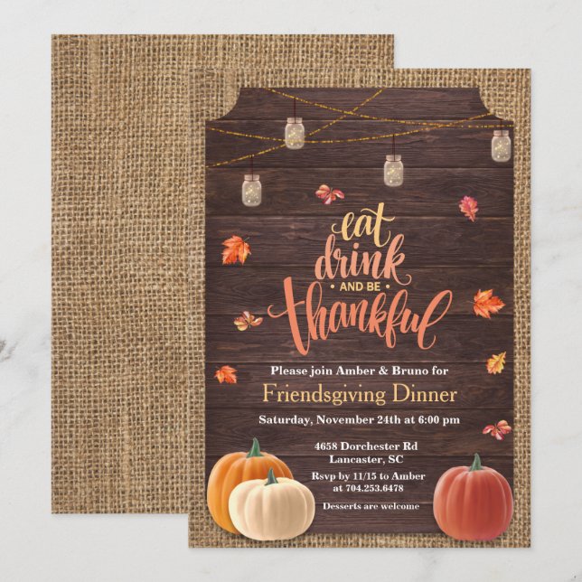 Inbjudan till Rustic Pumpkin Fall Houseuppvärmning (Fram/baksida)