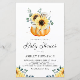 Inbjudan till Rustic Pumpkin Solros Baby Shower