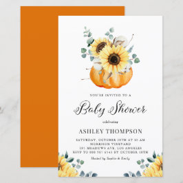 Inbjudan till Rustic Pumpkin Solros Baby Shower
