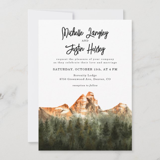 Inbjudan till Rustic Red Mountain Wedding (Framsida)