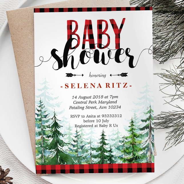 Inbjudan till Rustic Red Play Boy Baby Shower (Skapare uppladdad)