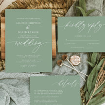Inbjudan till Rustic Sage Grönt Elegant bröllop