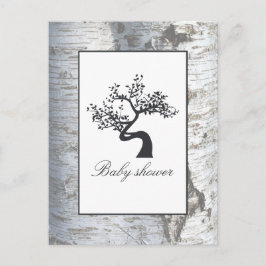 Inbjudan till Rustic Silver Birch Träd Baby Shower Vykort