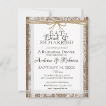 Inbjudan till Rustic Snöre och Burlap Rehearsal Mi