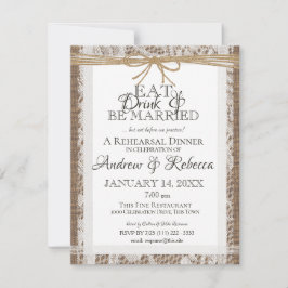 Inbjudan till Rustic Snöre och Burlap Rehearsal Mi