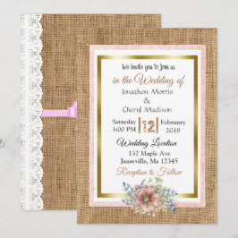 Inbjudan till Rustic Snöre och Burlap Wedding