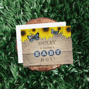 Inbjudan till Rustic Solros Baby Shower Boy