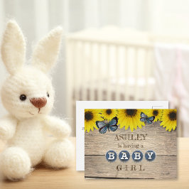 Inbjudan till Rustic Solros Baby Shower | Flickor