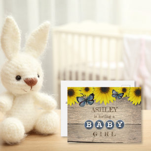 Inbjudan till Rustic Solros Baby Shower Flickor