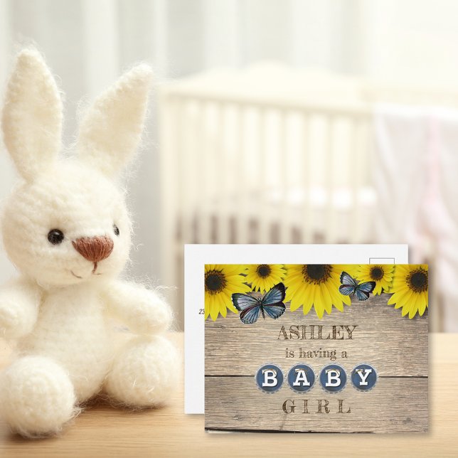 Inbjudan till Rustic Solros Baby Shower | Flickor (Skapare uppladdad)