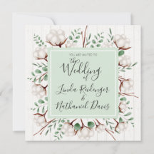 Inbjudan till Rustic Southern Cotton & Wood Weddin