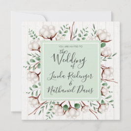 Inbjudan till Rustic Southern Cotton & Wood Weddin