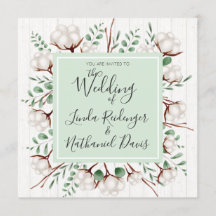 Inbjudan till Rustic Southern Cotton & Wood Weddin