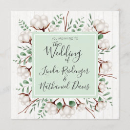 Inbjudan till Rustic Southern Cotton & Wood Weddin