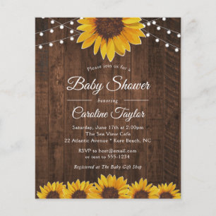 Inbjudan till Rustic Sunblommor & Ljus Baby Shower