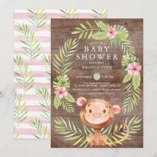 Inbjudan till Rustic Sweet Monkey Girl Shower