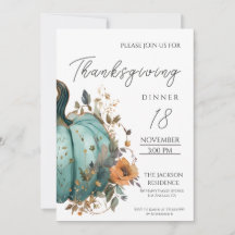 Inbjudan till Rustic Thanksgiving Dinner Blue Pump