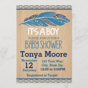 Inbjudan till Rustic Tribal Baby Shower (pojke)